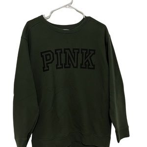 PINK Crewneck Sweatshirt- Forest Green